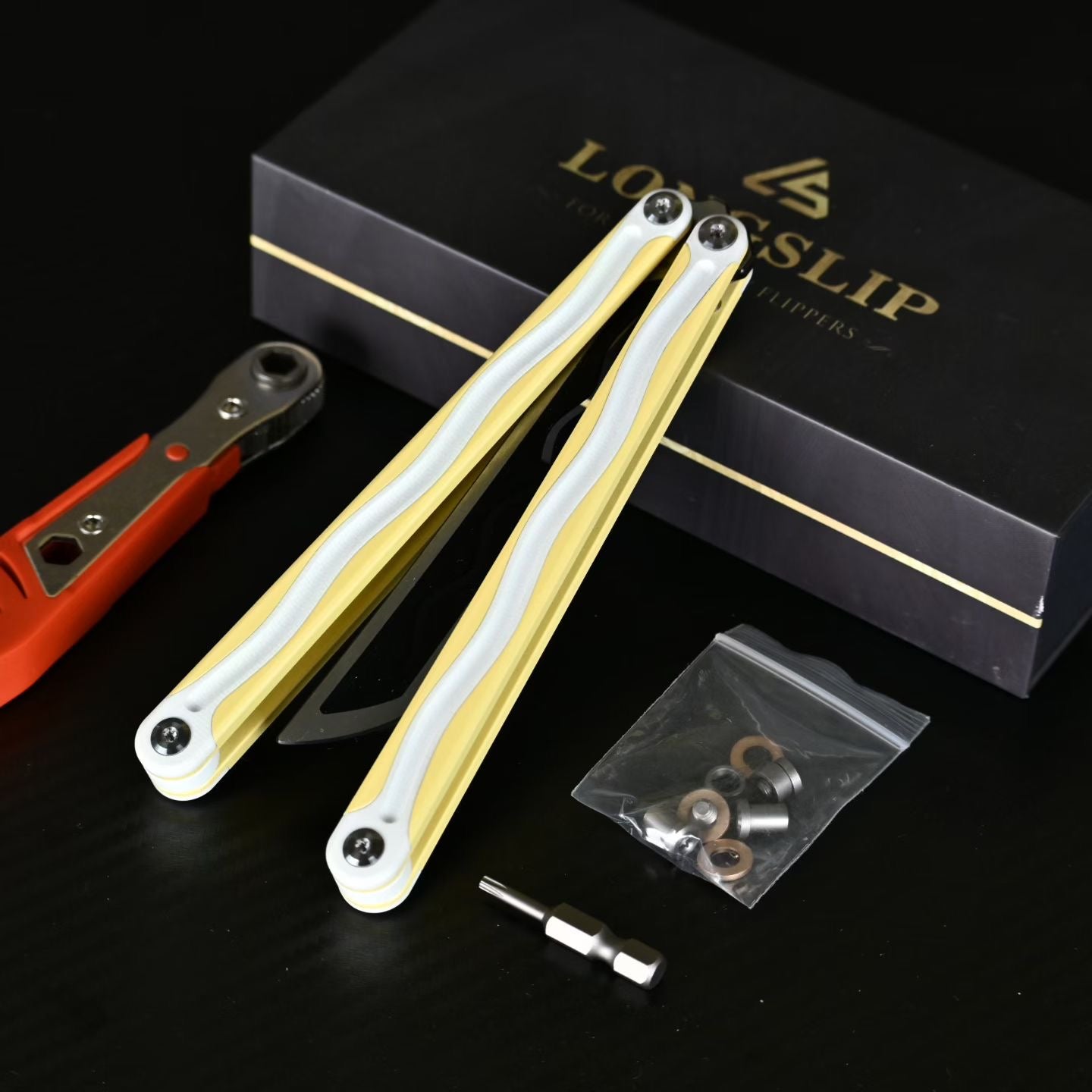 Longslip Hot dog Balisong 7075 Aluminum+G10 Scales Handle