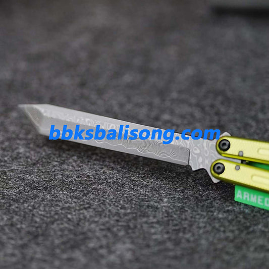 ARMED SHARK Damascus Glide Kraken V3 Balisong Clone