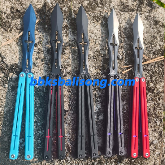 Dingfeng ShengGe Balisong G10+7075 Aluminum Handle False Edge Blade