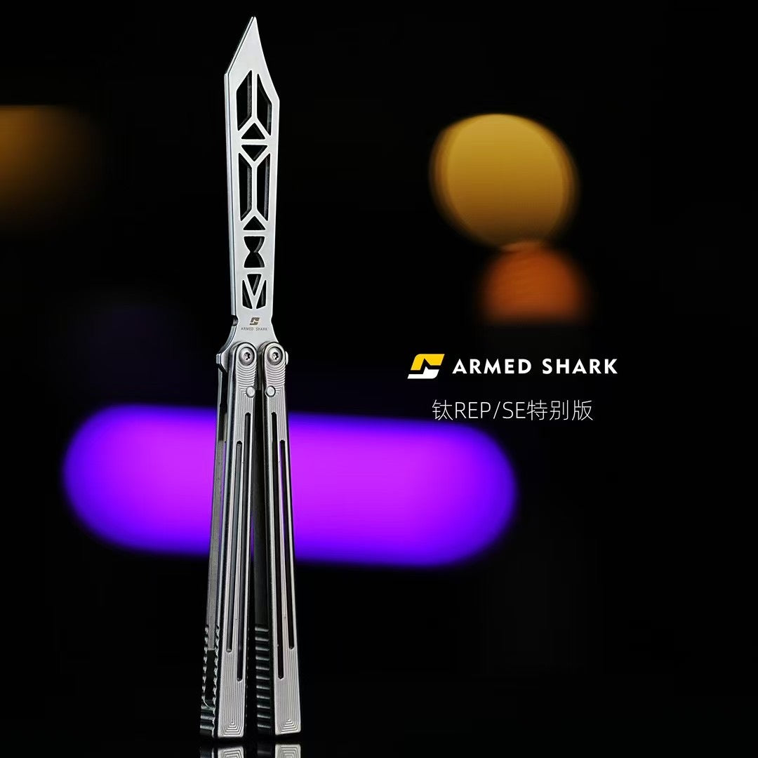 ARMED SHARK Gold Dust Replicant Balisong Clone Titanium Handle