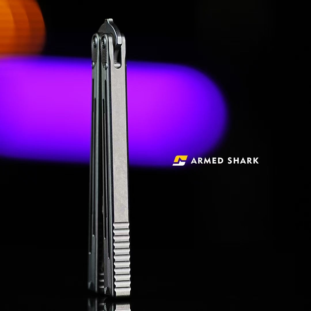 ARMED SHARK Gold Dust Replicant Balisong Clone Titanium Handle