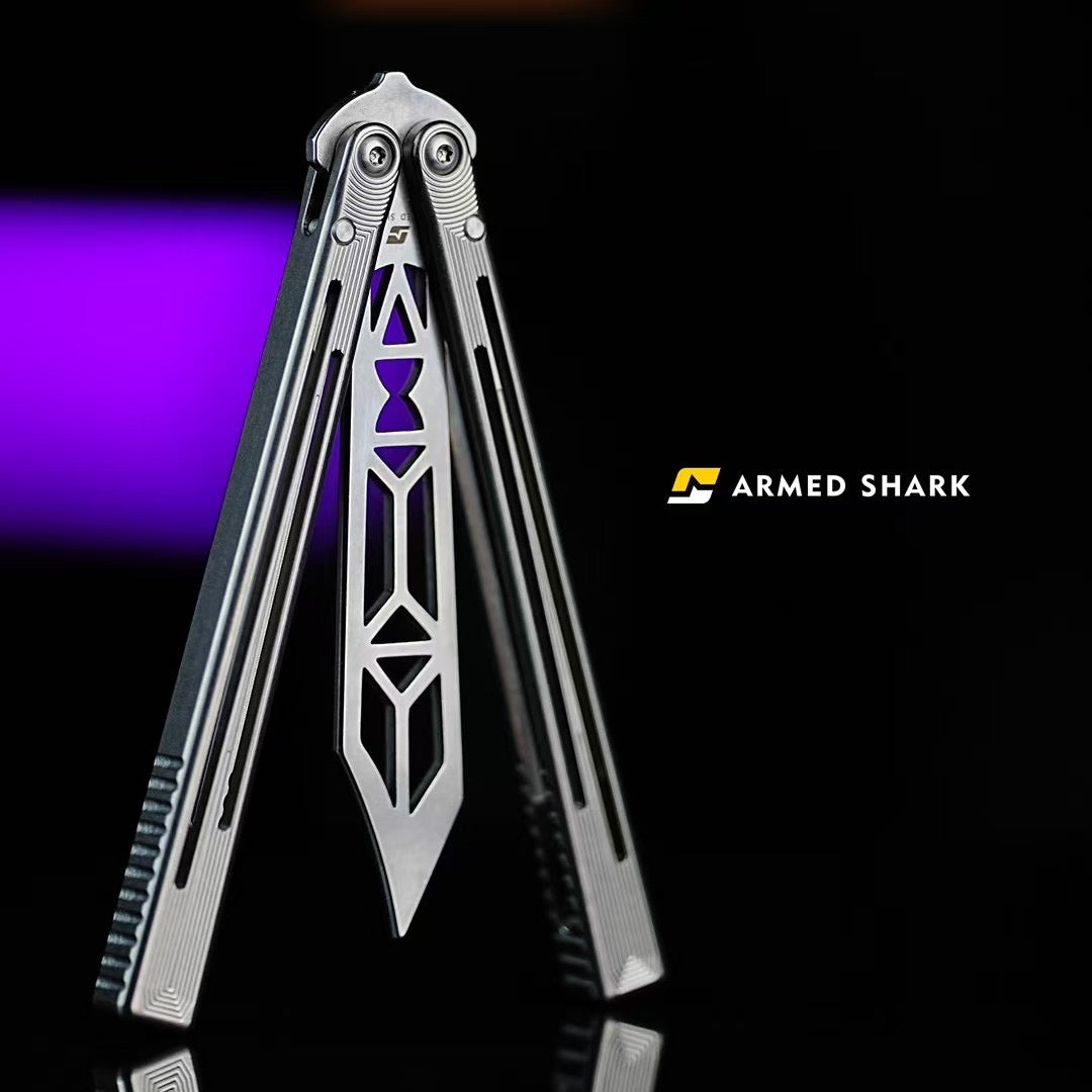 ARMED SHARK Gold Dust Replicant Balisong Clone Titanium Handle