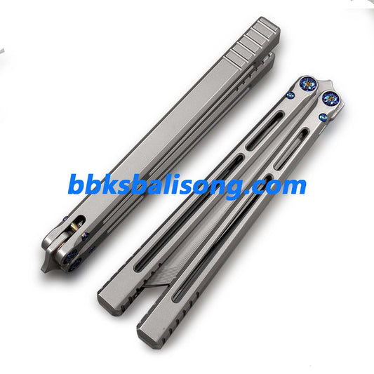 New Yuppie Telesto Balisong Clone Titanium Handle False Edge