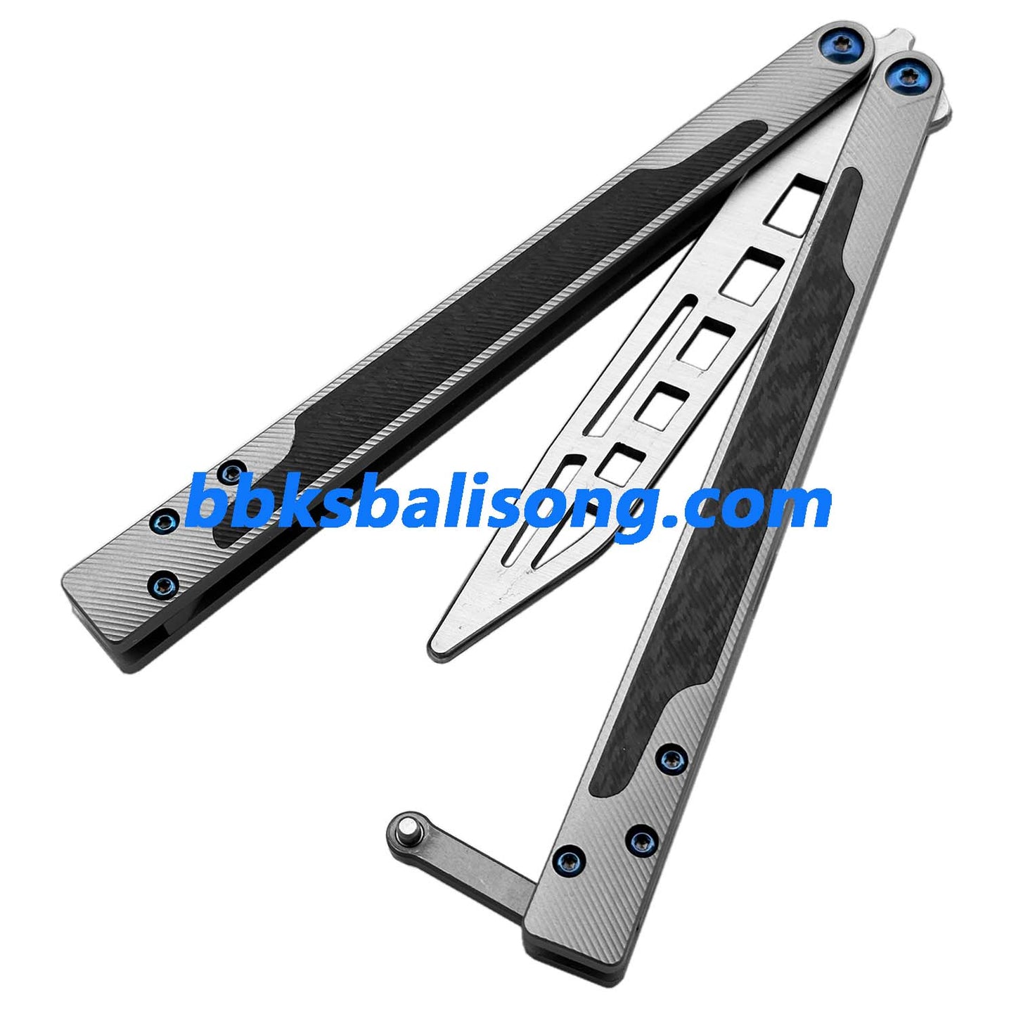 Theone EX10 Balisong Clone Carbon Fiber Patch+Titanium Handle Damascus Blade