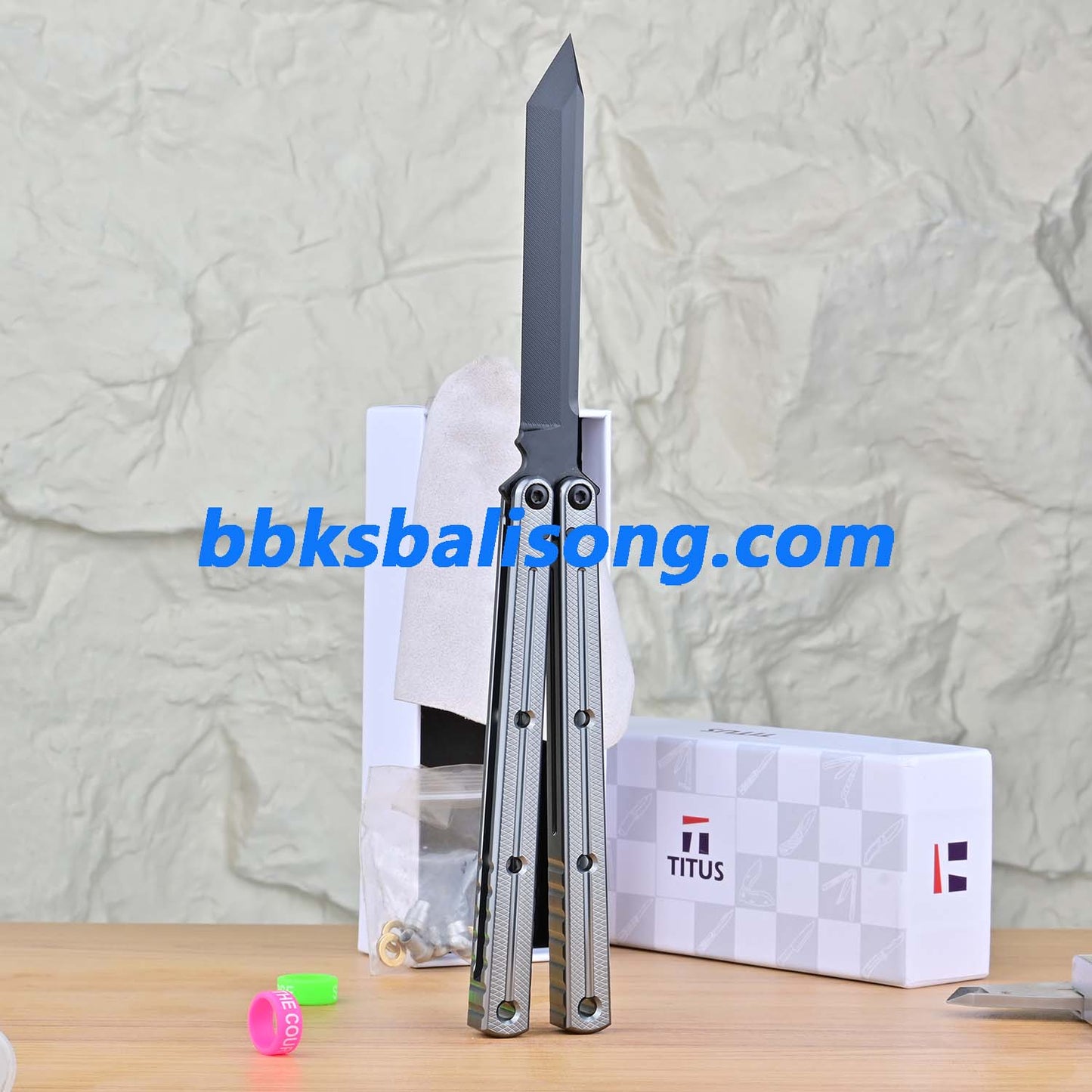 Titus Kraken V3 Balisong Clone 7075 Aluminum False Edge Blade
