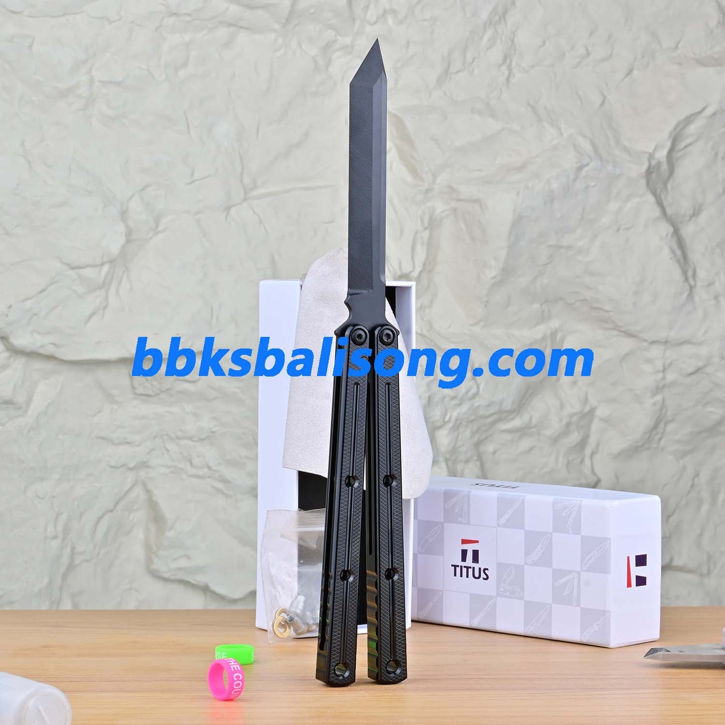 Titus Kraken V3 Balisong Clone 7075 Aluminum False Edge Blade