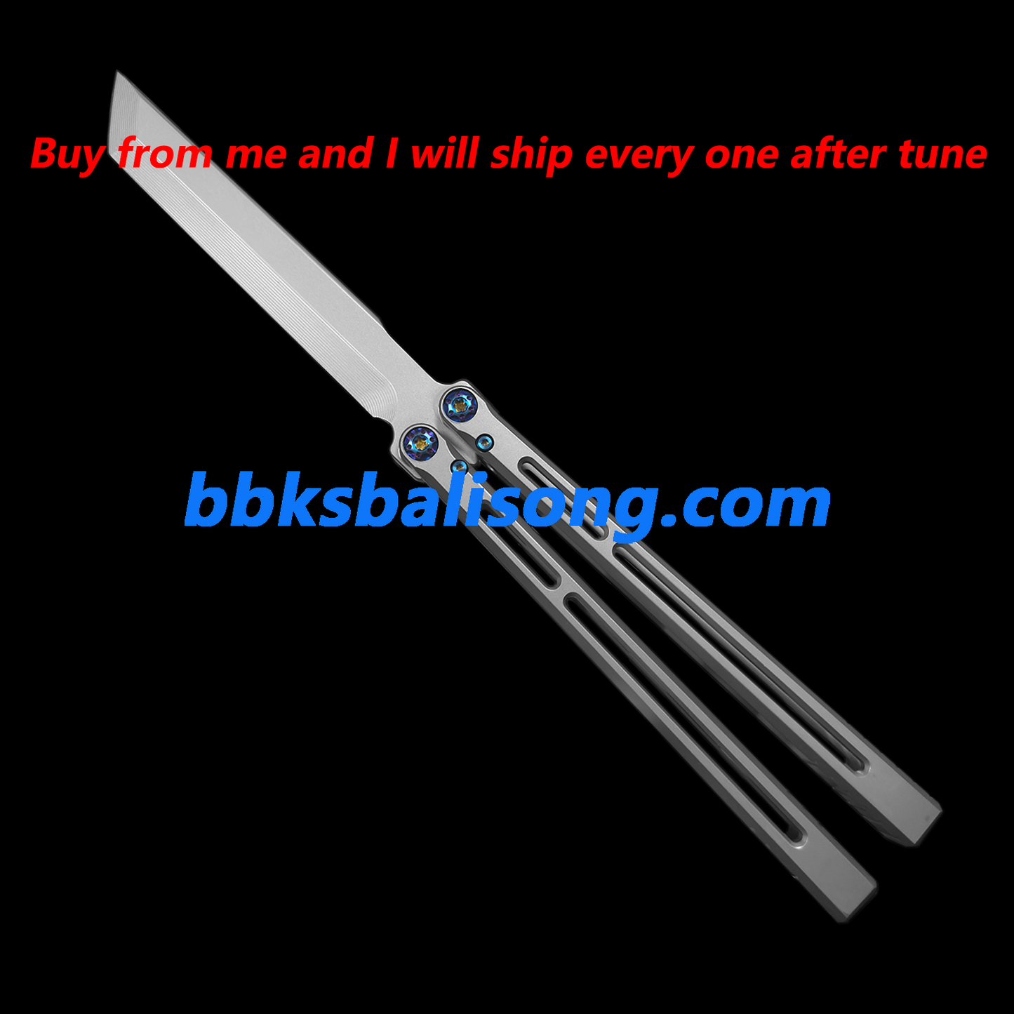 New Yuppie Telesto Balisong Clone Titanium Handle False Edge