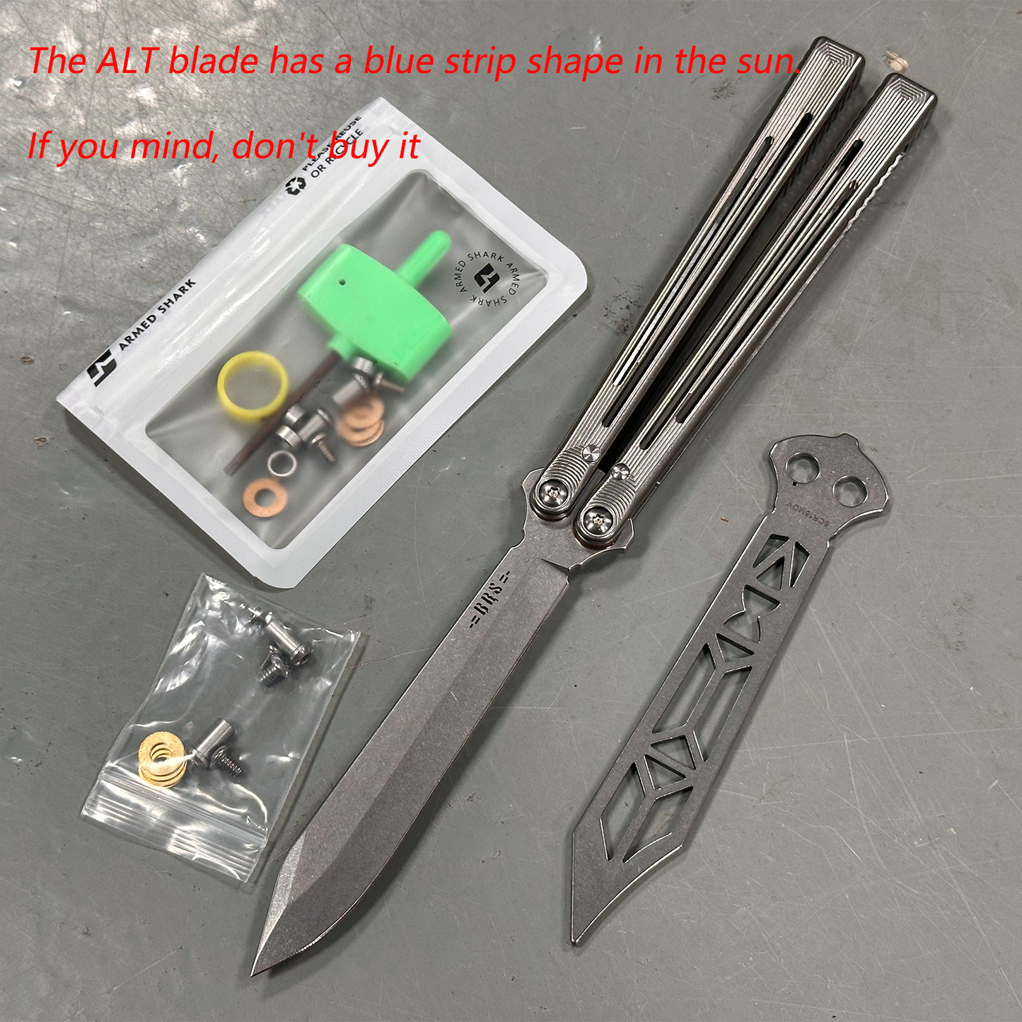 ARMED SHARK Gold Dust Replicant Balisong Clone Titanium Handle