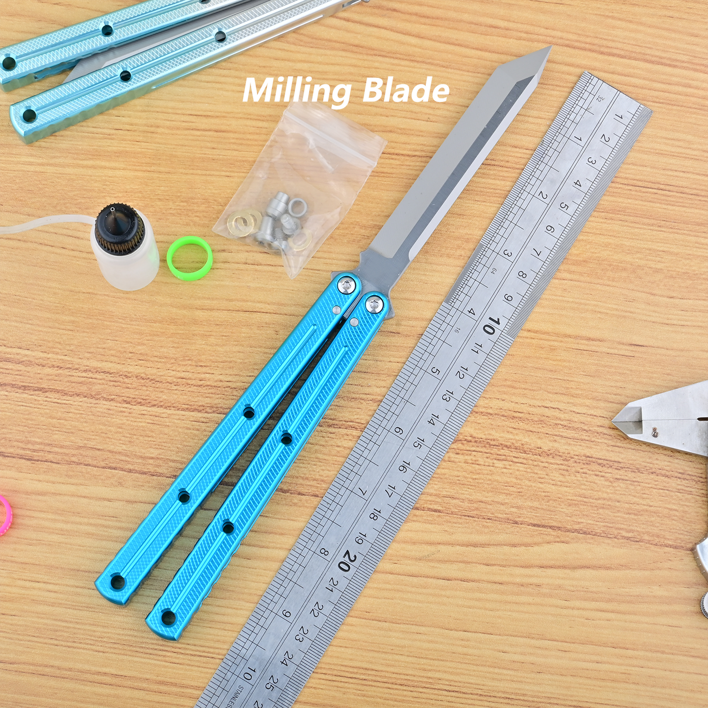 Titus Kraken V3 Balisong Clone 7075 Aluminum False Edge Blade