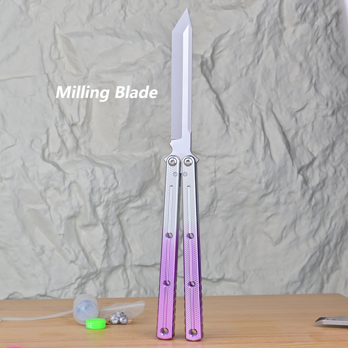 Titus Kraken V3 Balisong Clone 7075 Aluminum False Edge Blade