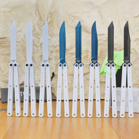 Titus Kraken V3 Balisong Clone Ceramic Coating Handle Sapphire Blade