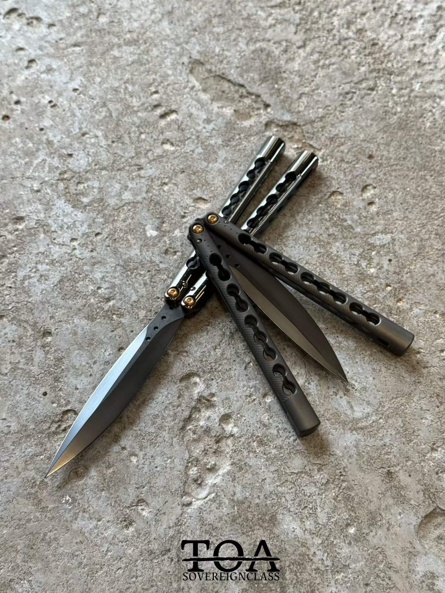 TOA DS-1 Authentic Balisong Titanium Handle SLD Steel Blade