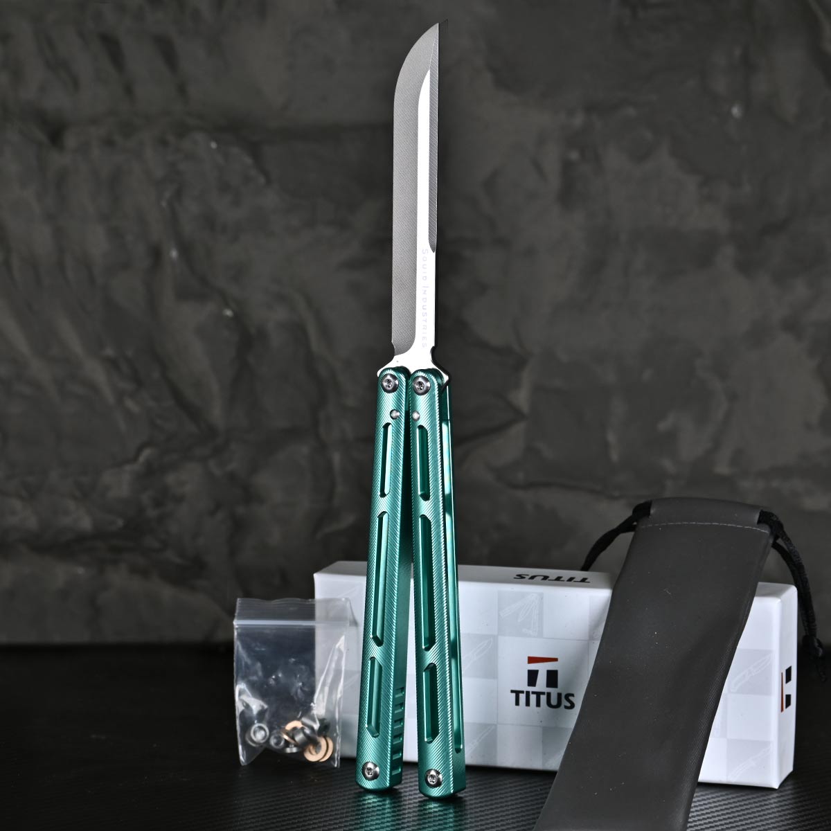 Titus Tsunami V4 Clone Balisong Trainer 7075 Aluminum Handle Bushing System