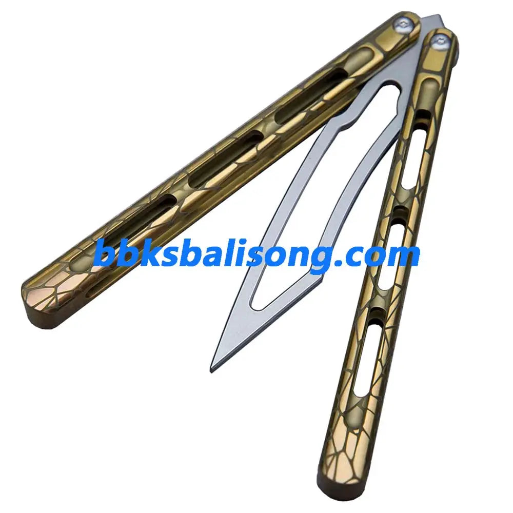 Theone Viper Balisong Clone Titanium Handle Damascus Blade BBKSbalisong