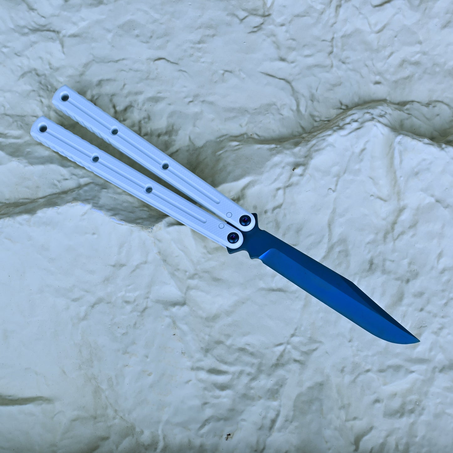 Titus Kraken V3 Balisong Clone Sapphire Blade 7075 Channel Handle