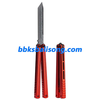 ARMED SHARK Damascus Glide Kraken V3 Balisong Clone