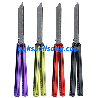 ARMED SHARK Damascus Glide Kraken V3 Balisong Clone