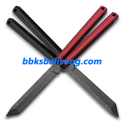 ARMED SHARK Damascus Glide Kraken V3 Balisong Clone