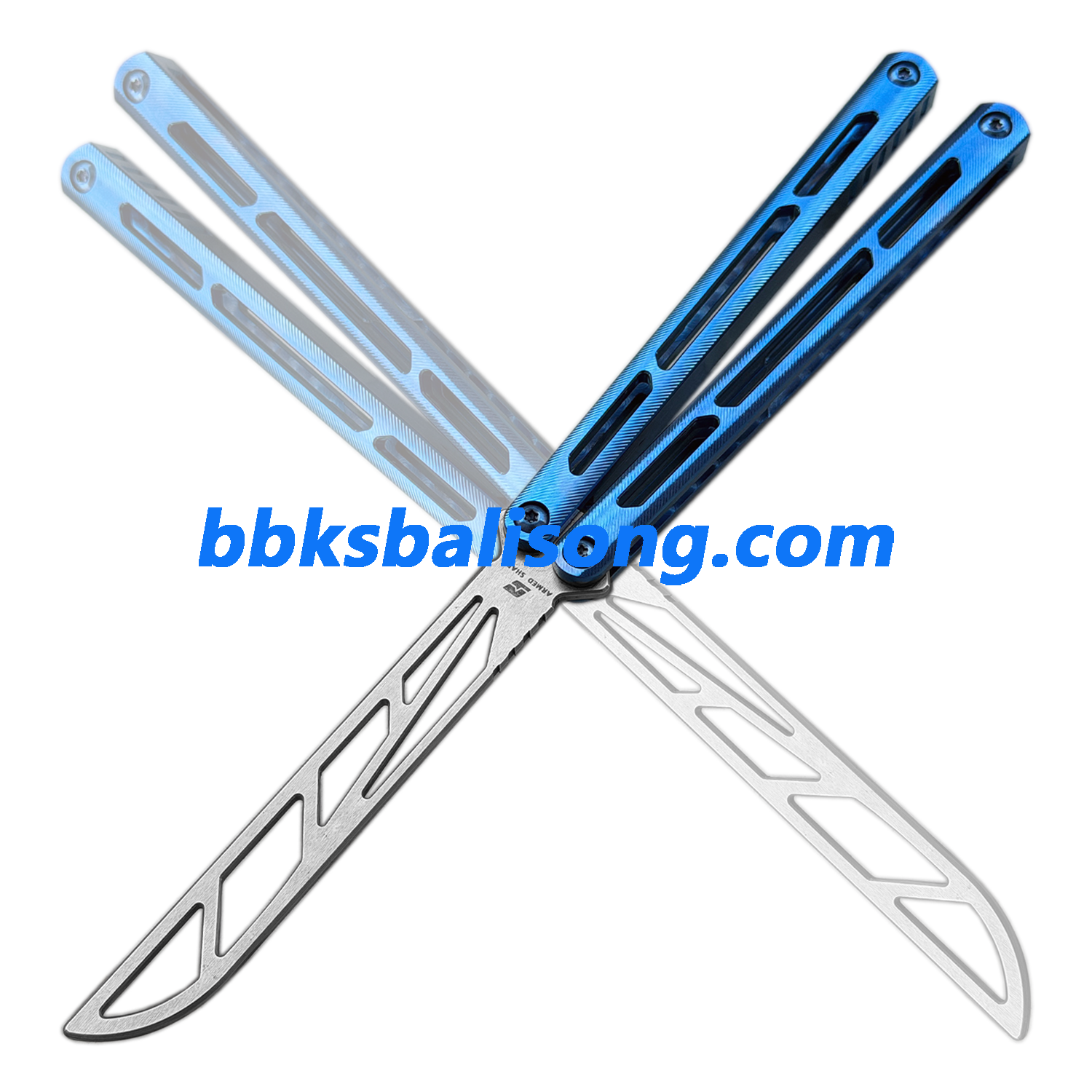スポーツトイ・アクショントイ Armed Shark Tsunami Clone ARMED SHARK Tsunami Balisong Clone Titanium Chanwich Handle