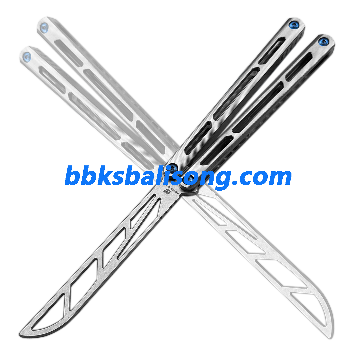 スポーツトイ・アクショントイ Armed Shark Tsunami Clone ARMED SHARK Tsunami Balisong Clone Titanium Chanwich Handle