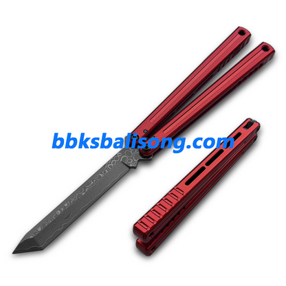 ARMED SHARK Damascus Glide Kraken V3 Balisong Clone