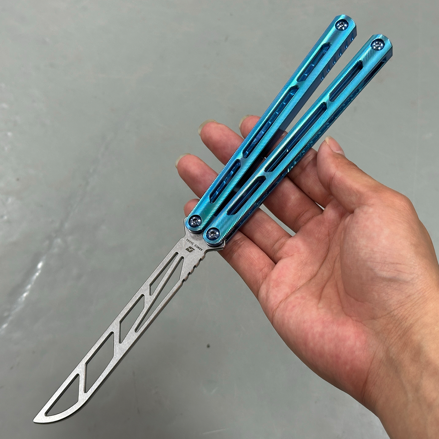 ARMED SHARK Tsunami Balisong Clone Titanium Chanwich Handle