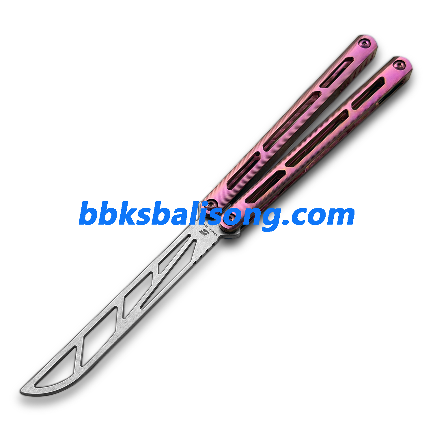 スポーツトイ・アクショントイ Armed Shark Tsunami Clone ARMED SHARK Tsunami Balisong Clone Titanium Chanwich Handle