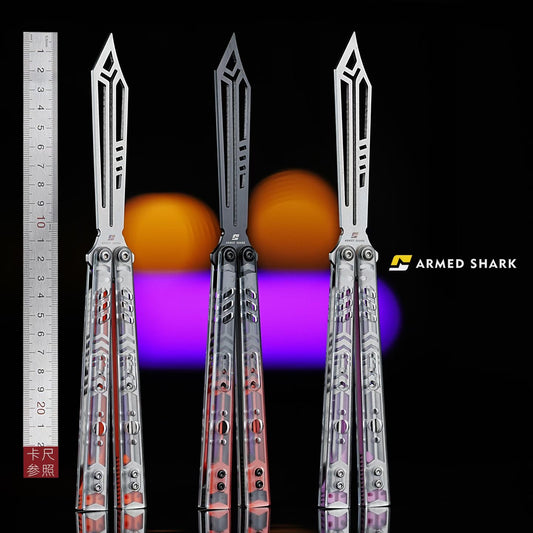 ARMED SHARK Stainless Replicant Balisong Clone Acrylic scales