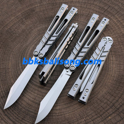 Baliplus Alpha Beast 3.0 Balisong Clone Sandwich Titanium Handle Bushings System