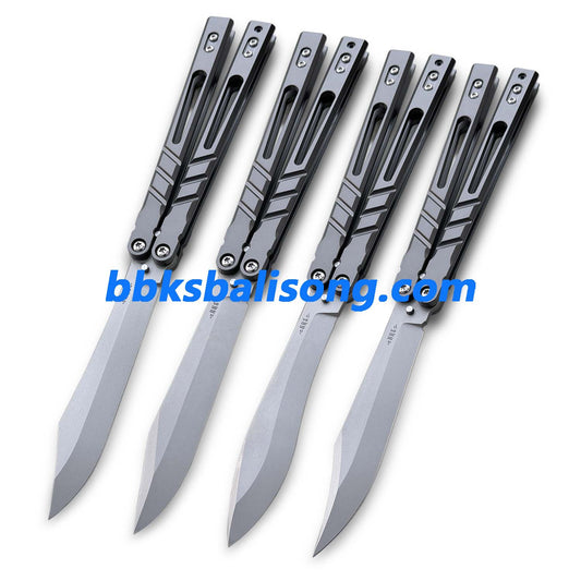 Baliplus Alpha Beast 3.0 Balisong Clone Sandwich Titanium Handle Bushings System