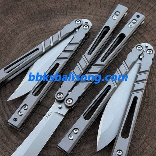 Baliplus Alpha Beast 3.0 Balisong Clone Sandwich Titanium Handle Bushings System
