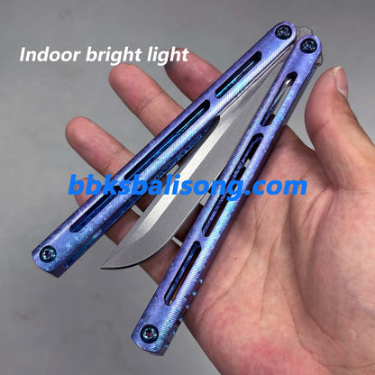Baliplus Tsunami V4 Balisong Clone Titanium Ice Crystal Handle