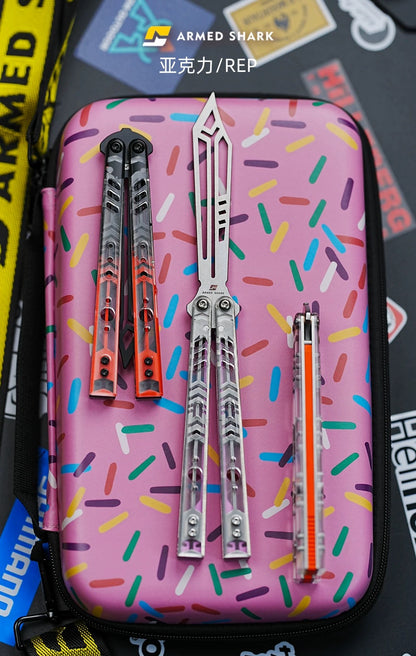 ARMED SHARK Stainless Replicant Balisong Clone Acrylic scales