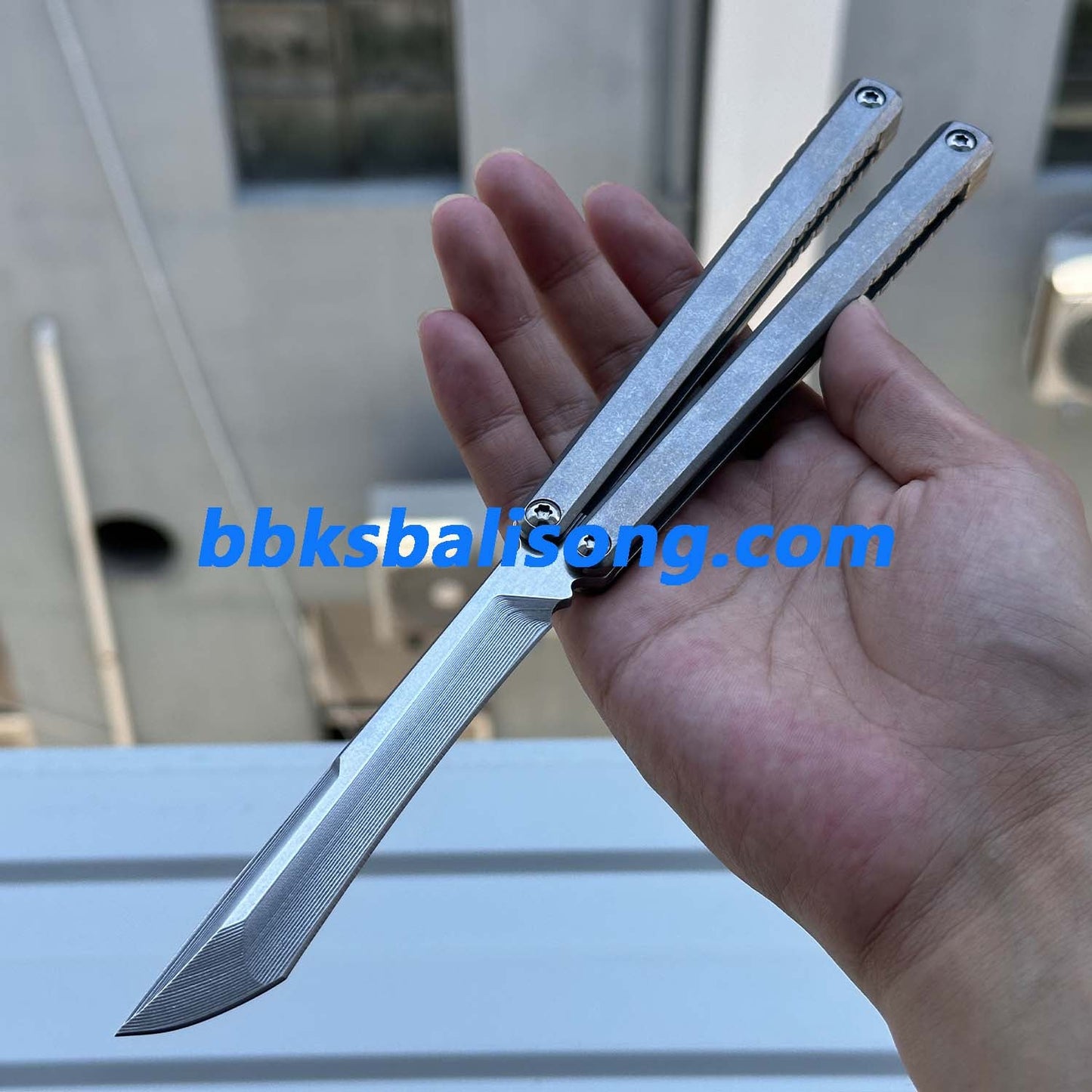 Di Gaboon Balisong Clone Titanium Sandwich Handle New Production