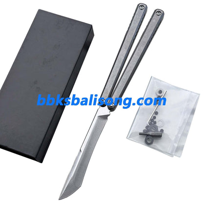 Di Gaboon Balisong Clone Titanium Sandwich Handle New Production