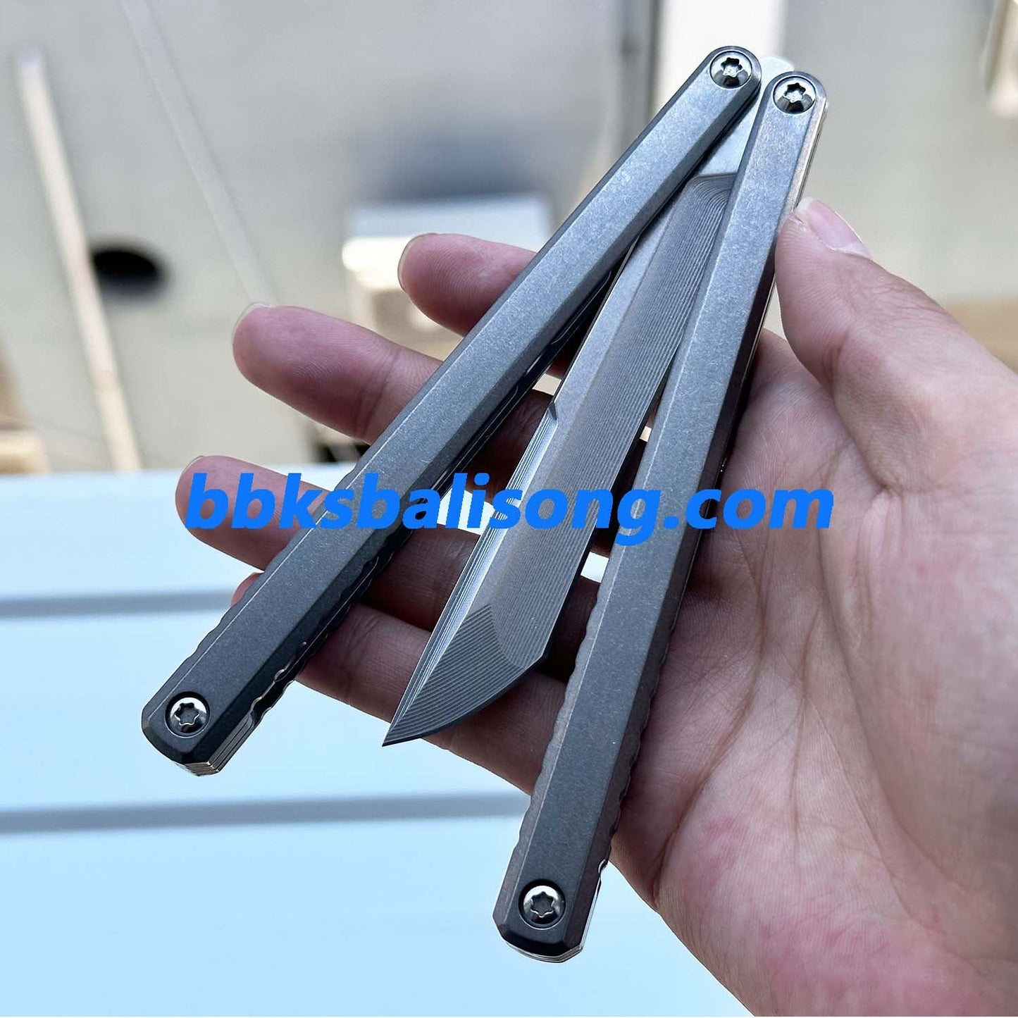 Di Gaboon Balisong Clone Titanium Sandwich Handle New Production