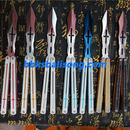 Dingfeng ShengGe Balisong G10+7075 Aluminum Handle False Edge Blade