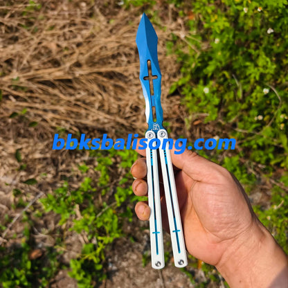 Dingfeng ShengGe Balisong G10+7075 Aluminum Handle False Edge Blade