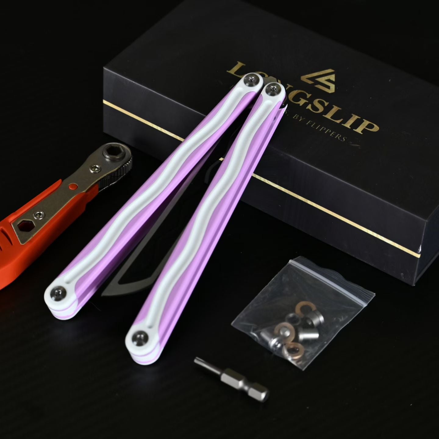 Longslip Hot dog Balisong 7075 Aluminum+G10 Scales Handle