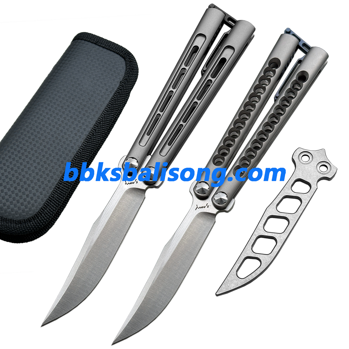 Growl Smallpox Mini Titanium Balisong Sandwich Handle