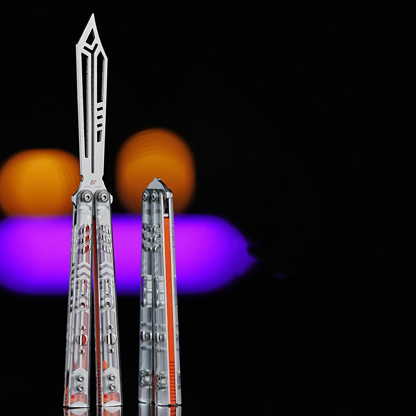 ARMED SHARK Stainless Replicant Balisong Clone Acrylic scales