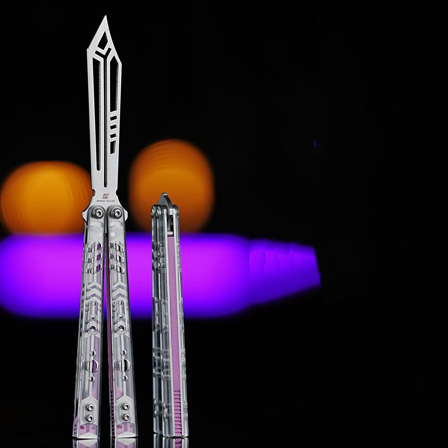 ARMED SHARK Stainless Replicant Balisong Clone Acrylic scales