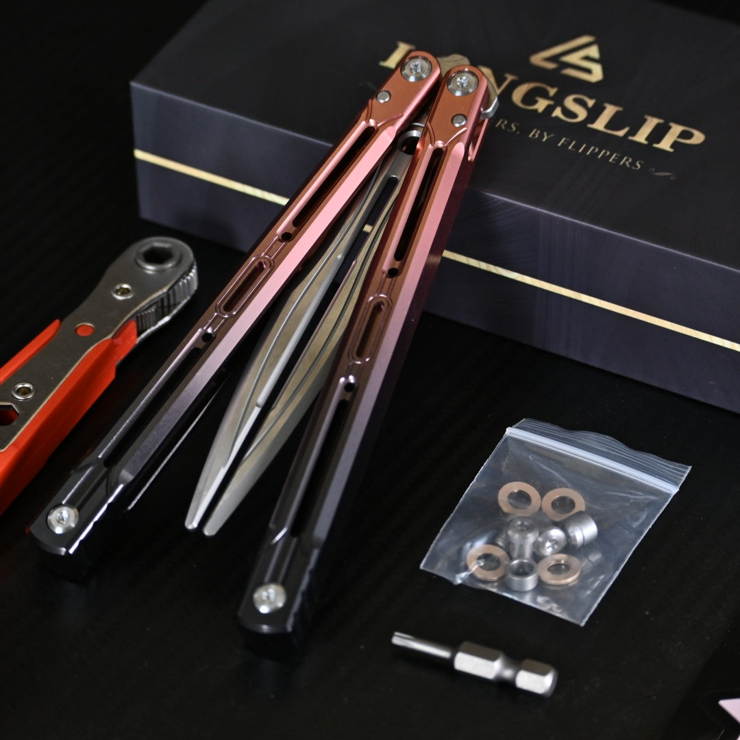 Longslip Aries OG Balisong 7075 Aluminum Handle Tuning Fork Blade