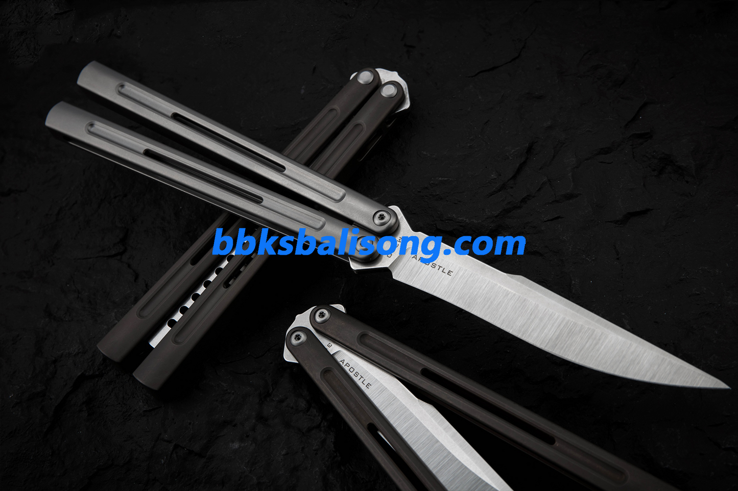 Maxace Apostle 2 Balisong M390 Steel Blade Channel Titanium Handles Pinless