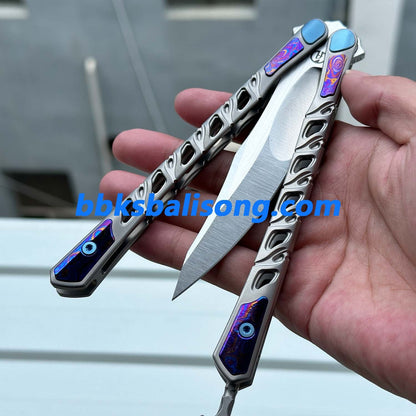 Maxace Skeleton II Balisong M390 Steel Blade Titanium Handles