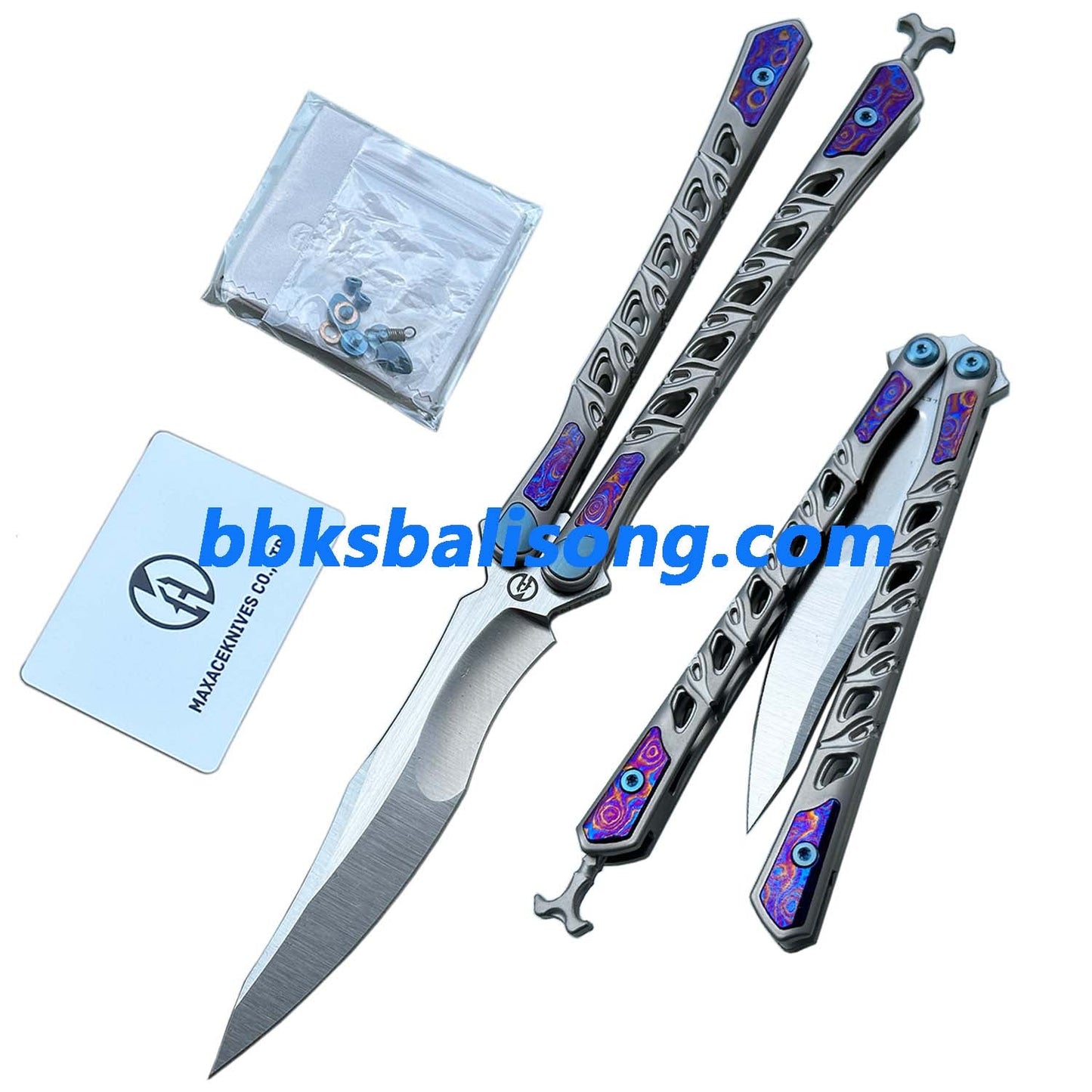 Maxace Skeleton II Balisong M390 Steel Blade Titanium Handles