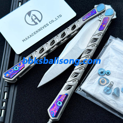 Maxace Skeleton II Balisong M390 Steel Blade Titanium Handles