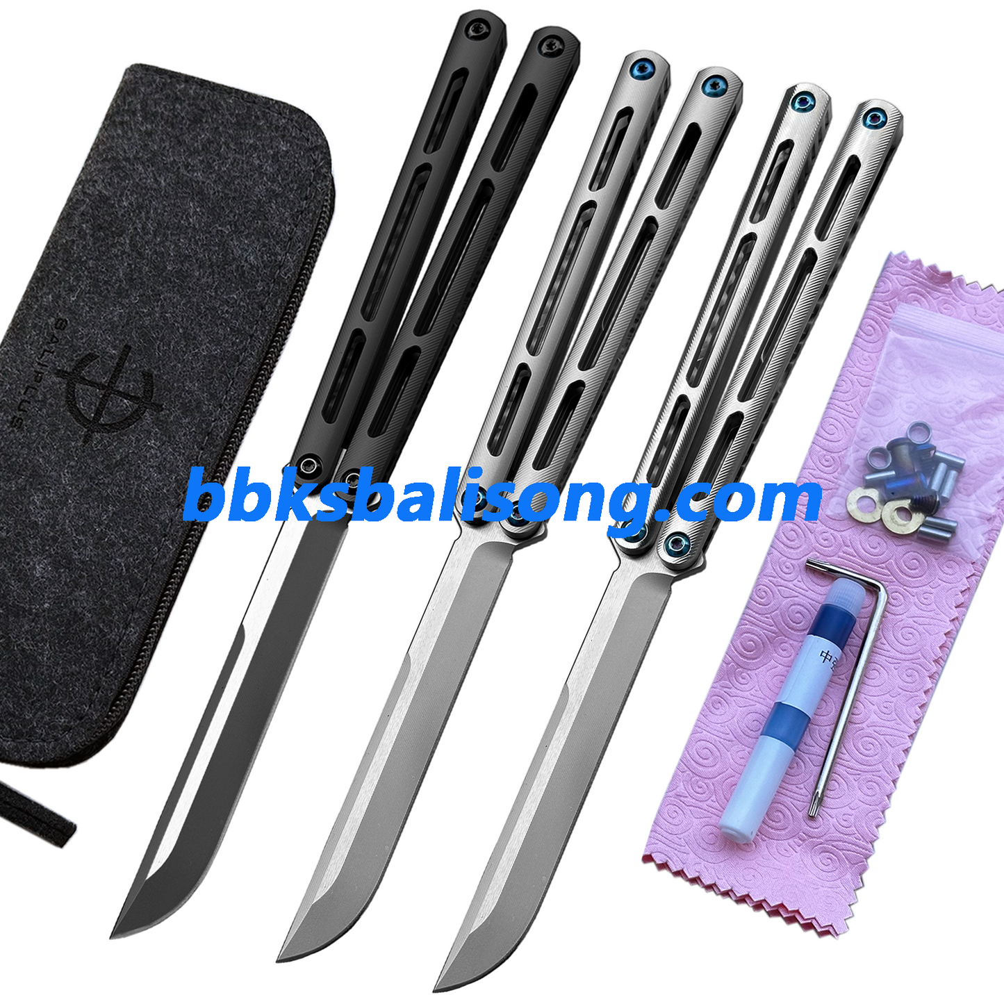 New Baliplus Tsunami V4 Balisong Clone Titanium Handle Bushings System