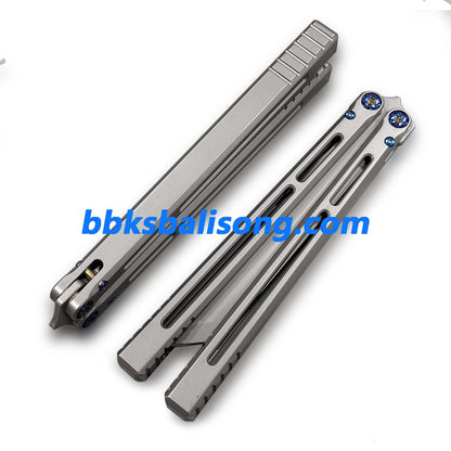 New Yuppie Telesto Balisong Clone Titanium Handle False Edge