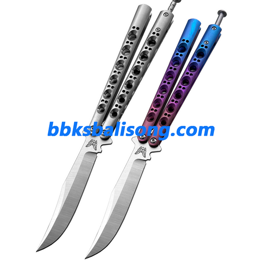 Theone Benchmade BM43 Bowie Blade Balisong Clone Titanium Handle